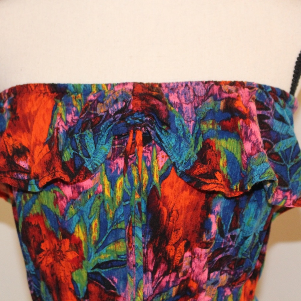 American Rag, tropical floral strapless romper...... - Picture 2 of 6